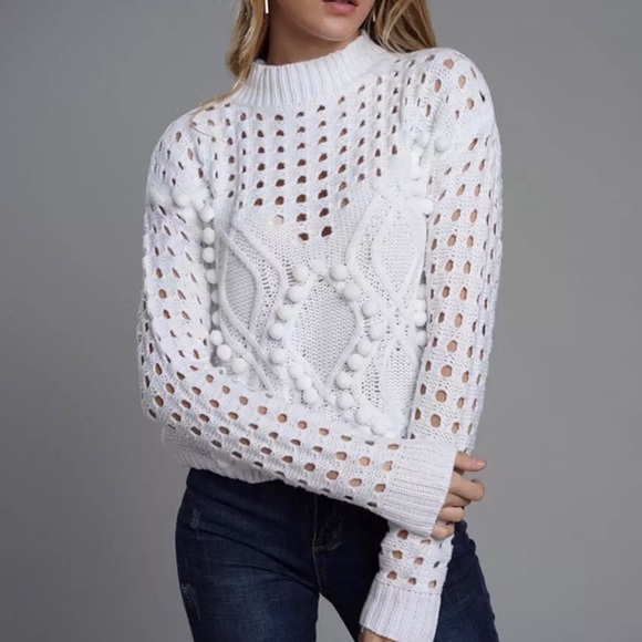 RELISTED SMALL & MEDIUM AVAILABLE Hollow Out Pompom Pullover - Picture 6 of 6